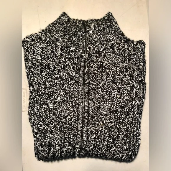 SurfsideSupply Co. Chunky Cable knit Blk/Wht zipperedCardigan XL Unisex